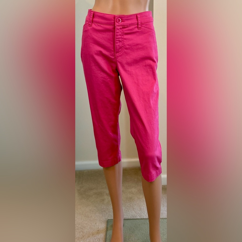 Hot Pink Barbie Preppy Chinos Cotton Spandex Capris Summer Colorful Pants Size 8